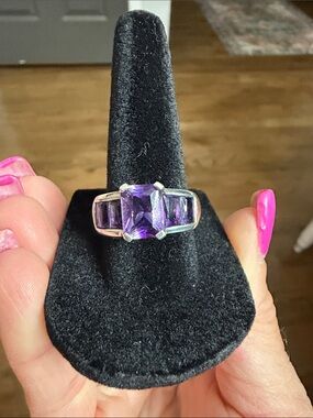 Lorenzo Silver Ring with Purple Amethyst Trio